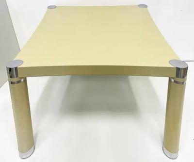 Karl Springer 1980s Embossed Leather Chrome Game Table Karl Springer Style Newly Restored