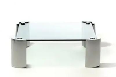 Karl Springer 1980s Sculptural Karl Springer Coffee Table in Glass and Stainless Steel