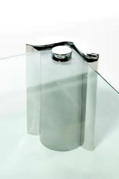 Karl Springer 1980s Sculptural Karl Springer Coffee Table in Glass and Stainless Steel