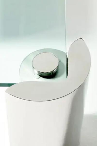 Karl Springer 1980s Sculptural Karl Springer Coffee Table in Glass and Stainless Steel