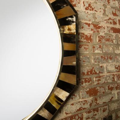 Karl Springer A contemporary eight sided horn mirror in the manner of Karl Springer
