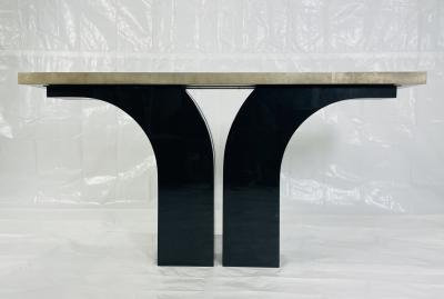 Karl Springer A sculptural console table With Shagreen Top in the manner of Karl Springer