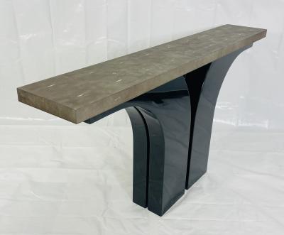 Karl Springer A sculptural console table With Shagreen Top in the manner of Karl Springer