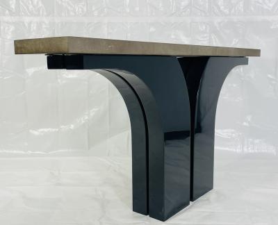 Karl Springer A sculptural console table With Shagreen Top in the manner of Karl Springer