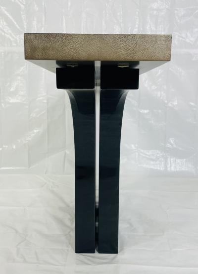 Karl Springer A sculptural console table With Shagreen Top in the manner of Karl Springer