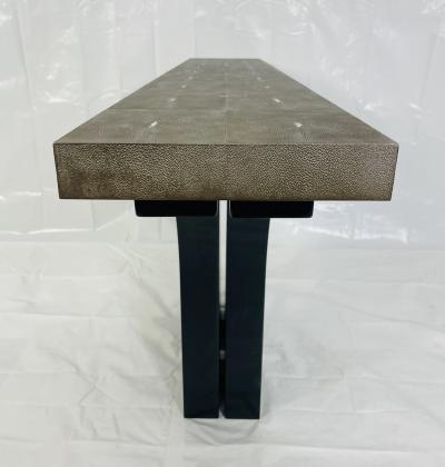 Karl Springer A sculptural console table With Shagreen Top in the manner of Karl Springer