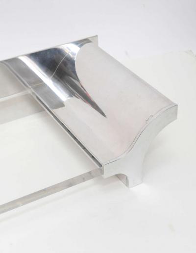 Karl Springer Aluminium and Lucite Wall Mounted Console Signed by Karl Springer 1970s