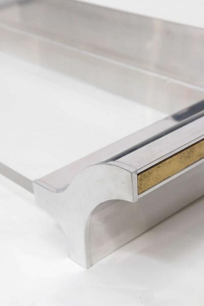 Karl Springer Aluminium and Lucite Wall Mounted Console Signed by Karl Springer 1970s