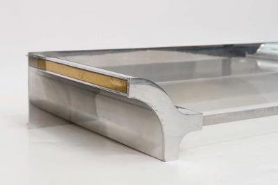 Karl Springer Aluminium and Lucite Wall Mounted Console Signed by Karl Springer 1970s