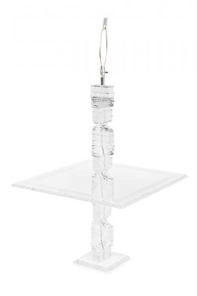 Karl Springer American Mid Century Lucite FLoor Lamp with Table
