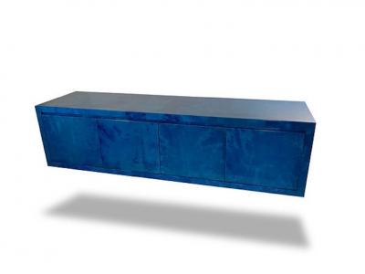 Karl Springer American Modern Lapis Goatskin Royal Palm 4 door Server Credenza Karl Springer