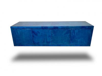 Karl Springer American Modern Lapis Goatskin Royal Palm 4 door Server Credenza Karl Springer