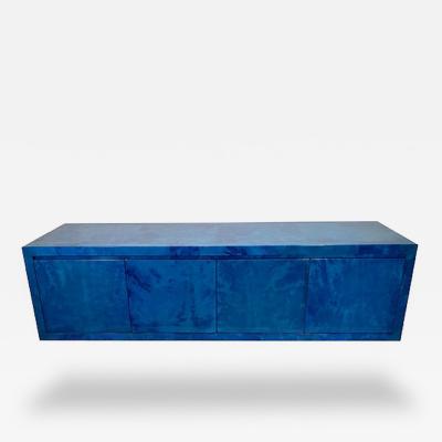 Karl Springer American Modern Lapis Goatskin Royal Palm 4 door Server Credenza Karl Springer