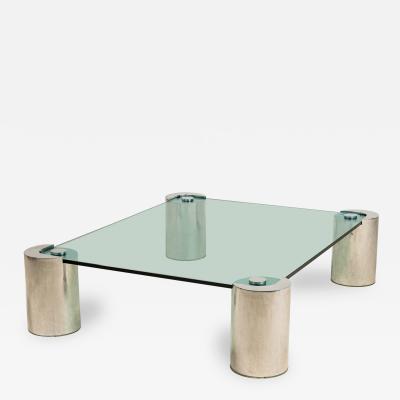 Karl Springer American Modern Polished Chrome and Glass Karl Springer Style Low Table