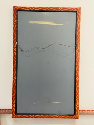 Karl Springer BEAUTIFUL CUSTOM FABRIC DESIGN MIRROR CONSOLE AND X STOOL SUITE