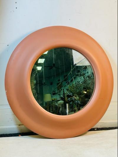 Karl Springer BEAUTIFUL MODERN LACQUERED ROUND CORAL MIRROR