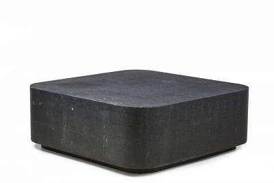 Karl Springer Black Faux Shagreen Square Coffee Cocktail Table manner of Karl Springer 