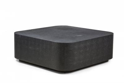 Karl Springer Black Faux Shagreen Square Coffee Cocktail Table manner of Karl Springer 