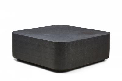 Karl Springer Black Faux Shagreen Square Coffee Cocktail Table manner of Karl Springer 