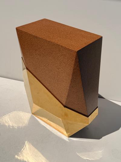 Karl Springer Brass and Cork Cubist Display Pedestal or Table