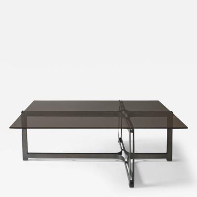 Karl Springer Bronze and Bronze Glass Low Table