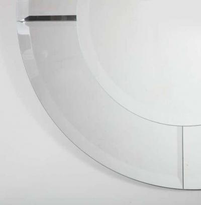 Karl Springer Custom Large Round Beveled Mirror in the Manner of Karl Springer