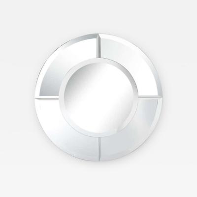 Karl Springer Custom Large Round Beveled Mirror in the Manner of Karl Springer