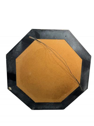 Karl Springer DESIGN PATTERNED WOOD CHROME FRAMED OCTAGONAL MIRROR BY KARL SPRINGER