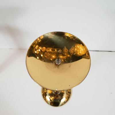 Karl Springer Documented Karl Springer Set of Three Midcentury Brass and Chrome Candlesticks