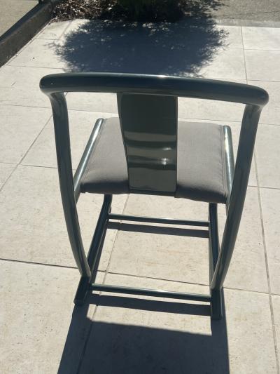 Karl Springer EIGHT GRAY LACQUERED ONASSIS DINING CHAIRS IN THE STYLE OF KARL SPRINGER