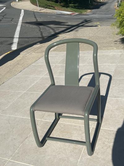 Karl Springer EIGHT GRAY LACQUERED ONASSIS DINING CHAIRS IN THE STYLE OF KARL SPRINGER