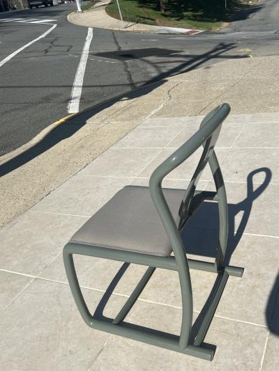 Karl Springer EIGHT GRAY LACQUERED ONASSIS DINING CHAIRS IN THE STYLE OF KARL SPRINGER