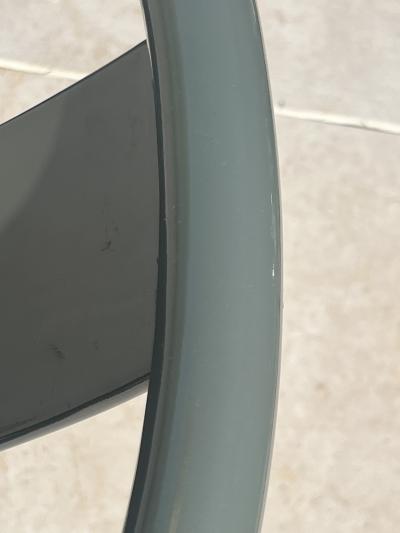 Karl Springer EIGHT GRAY LACQUERED ONASSIS DINING CHAIRS IN THE STYLE OF KARL SPRINGER