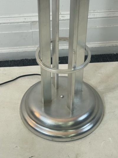 Karl Springer EXCEPTIONAL ART DECO REVIVAL BRUSHED CHROME AND GLASS BALL TORCHIERE
