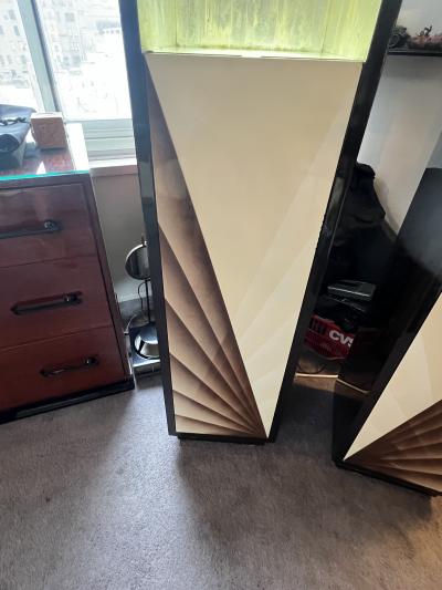 Karl Springer EXCEPTIONAL ILLUMINATED ART DECO REVIVAL LACQUERED WOOD FROSTED GLASS CABINETS