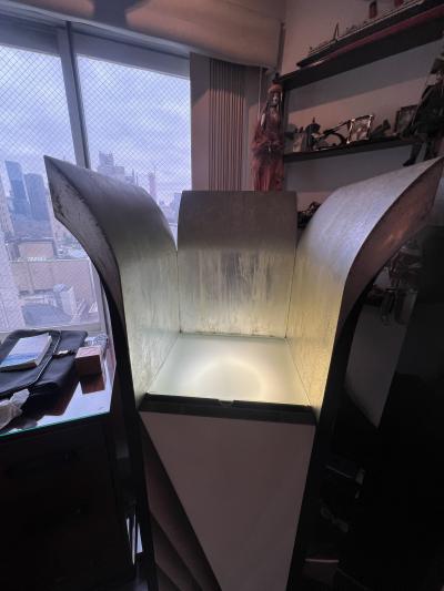 Karl Springer EXCEPTIONAL ILLUMINATED ART DECO REVIVAL LACQUERED WOOD FROSTED GLASS CABINETS