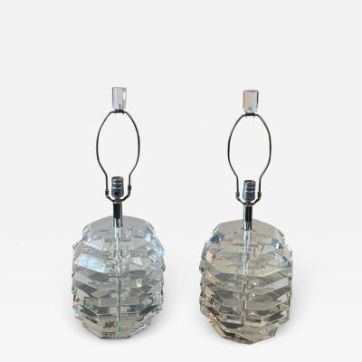 Karl Springer EXCEPTIONAL MODERNIST LUCITE BEEHIVE DESIGN LAMPS