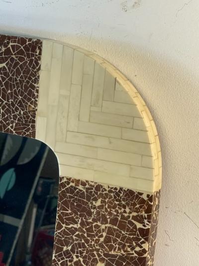 Karl Springer EXCEPTIONAL MODERNIST TESSELLATED BONE AND COCONUT SHELL LACQUER MIRROR