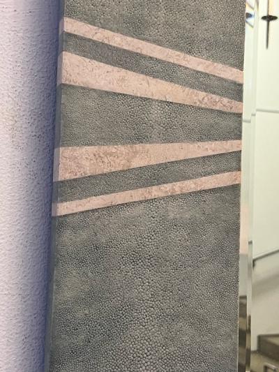 Karl Springer EXEPTIONAL SHAGREEN AND TESSELATED STONE ART DECO REVIVAL MIRROR