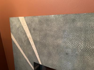 Karl Springer EXEPTIONAL SHAGREEN AND TESSELATED STONE ART DECO REVIVAL MIRROR