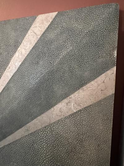 Karl Springer EXEPTIONAL SHAGREEN AND TESSELATED STONE ART DECO REVIVAL MIRROR