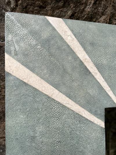 Karl Springer EXEPTIONAL SHAGREEN AND TESSELATED STONE ART DECO REVIVAL MIRROR