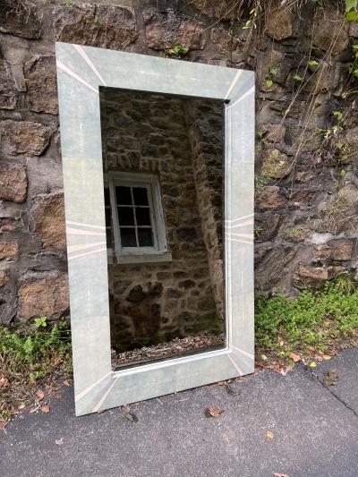 Karl Springer EXEPTIONAL SHAGREEN AND TESSELATED STONE ART DECO REVIVAL MIRROR