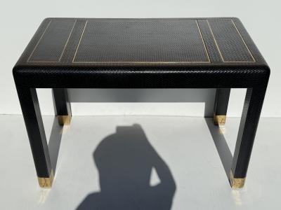 Karl Springer Embossed Leather Game Table attributed to Karl Springer