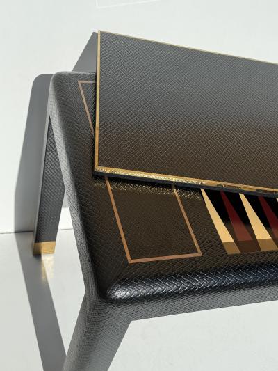 Karl Springer Embossed Leather Game Table attributed to Karl Springer