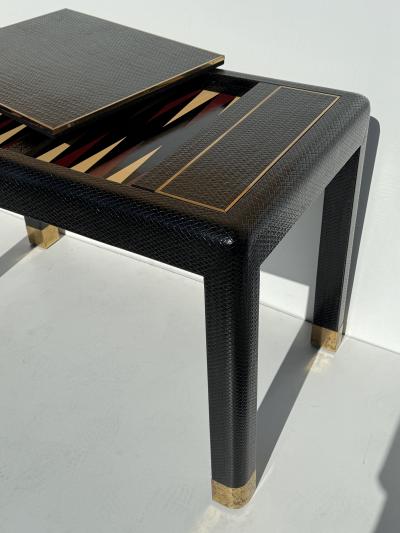 Karl Springer Embossed Leather Game Table attributed to Karl Springer