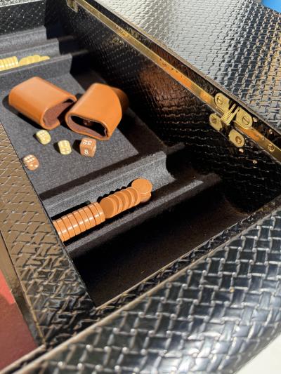 Karl Springer Embossed Leather Game Table attributed to Karl Springer