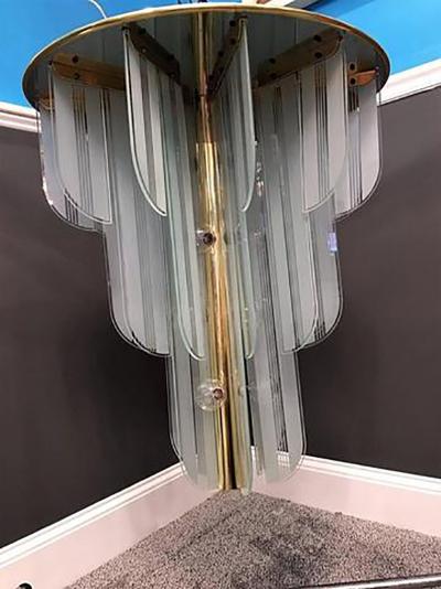 Karl Springer Exceptional Karl Springer Style Art Deco Revival Glass Chandelier