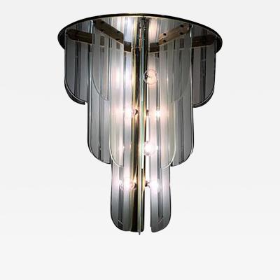 Karl Springer Exceptional Karl Springer Style Art Deco Revival Glass Chandelier