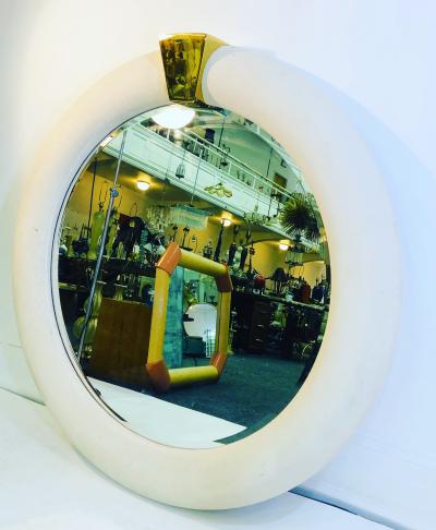 Karl Springer Exceptional Mirror in Faux Stone Lacquer Manner of Karl Springer